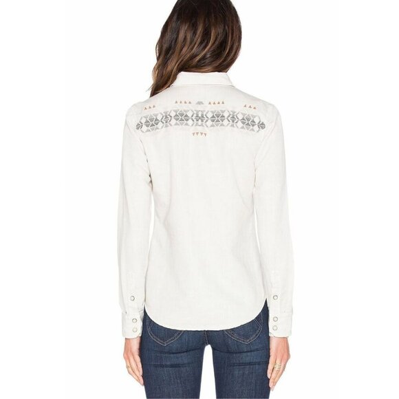 Mother Western Shirt Womens XS Ivory All My Ex's Snap Extra Small Embroidered - Picture 4 of 10